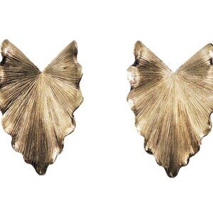 Vintage 1960s Signed Napier Book Piece Goldtone Ivy Leaf Earrings